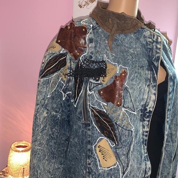 VINTAGE HaVoc long oversized denim/leather coat - Picture 2 of 12